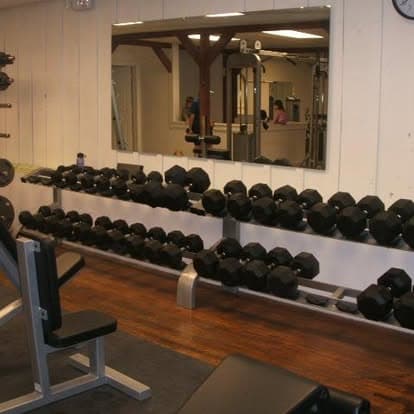 Free weight dumbbell rack at Collbran Fitness